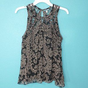 Anthropologie Leifnotes Lattice Paisley Print Tank Top Size 8